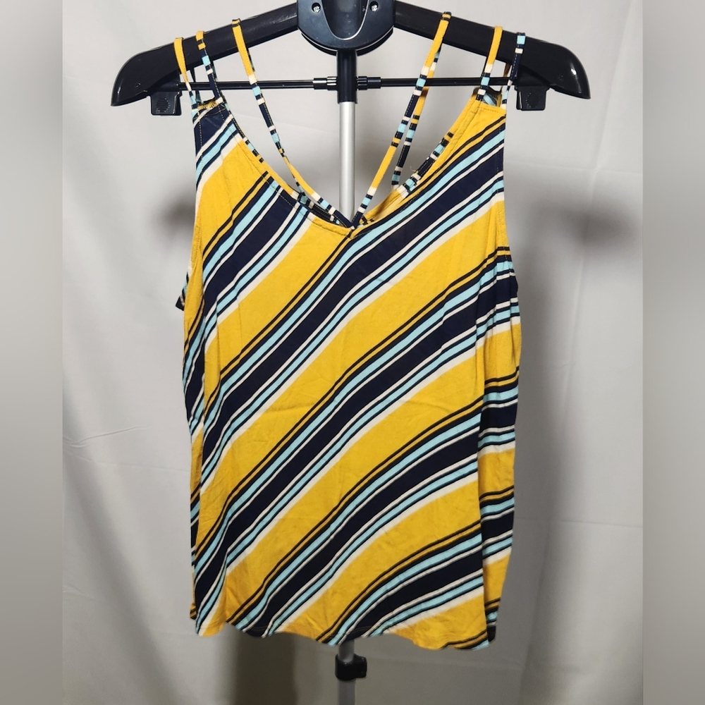 🌸 3/$25 🌸 Maurices Yellow and White Asymmetrical Camisole-Size L